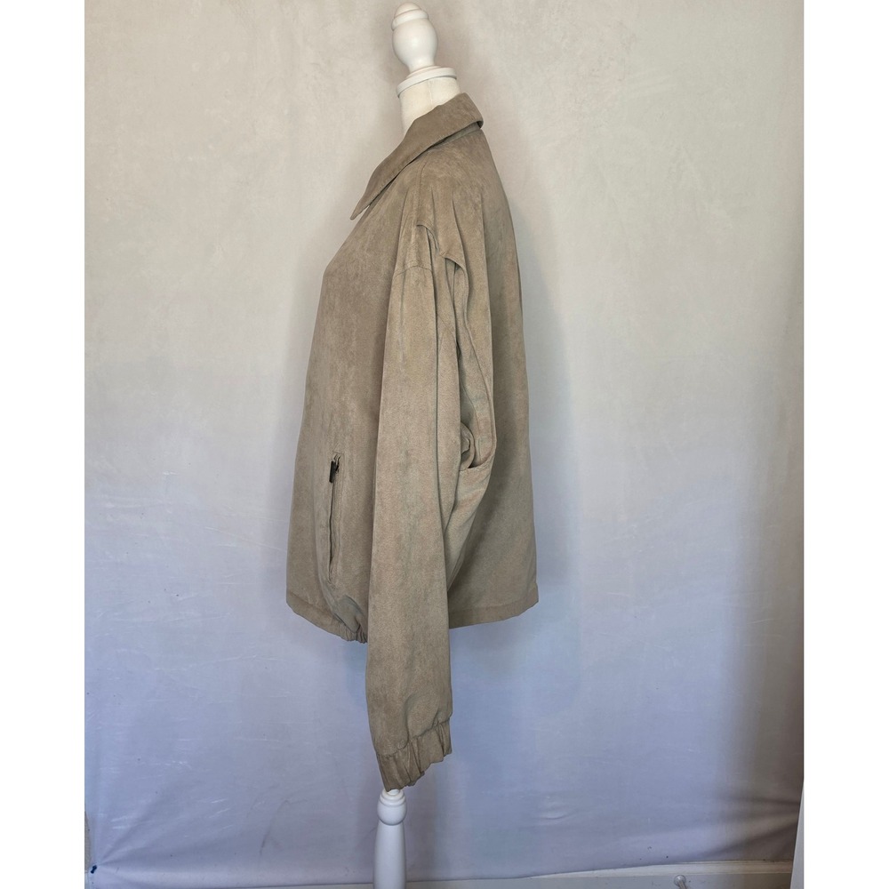 Weatherproof Mens Tan Microfiber Faux Suede Full Zip Bomber Jacket Large - Picture 4 of 16